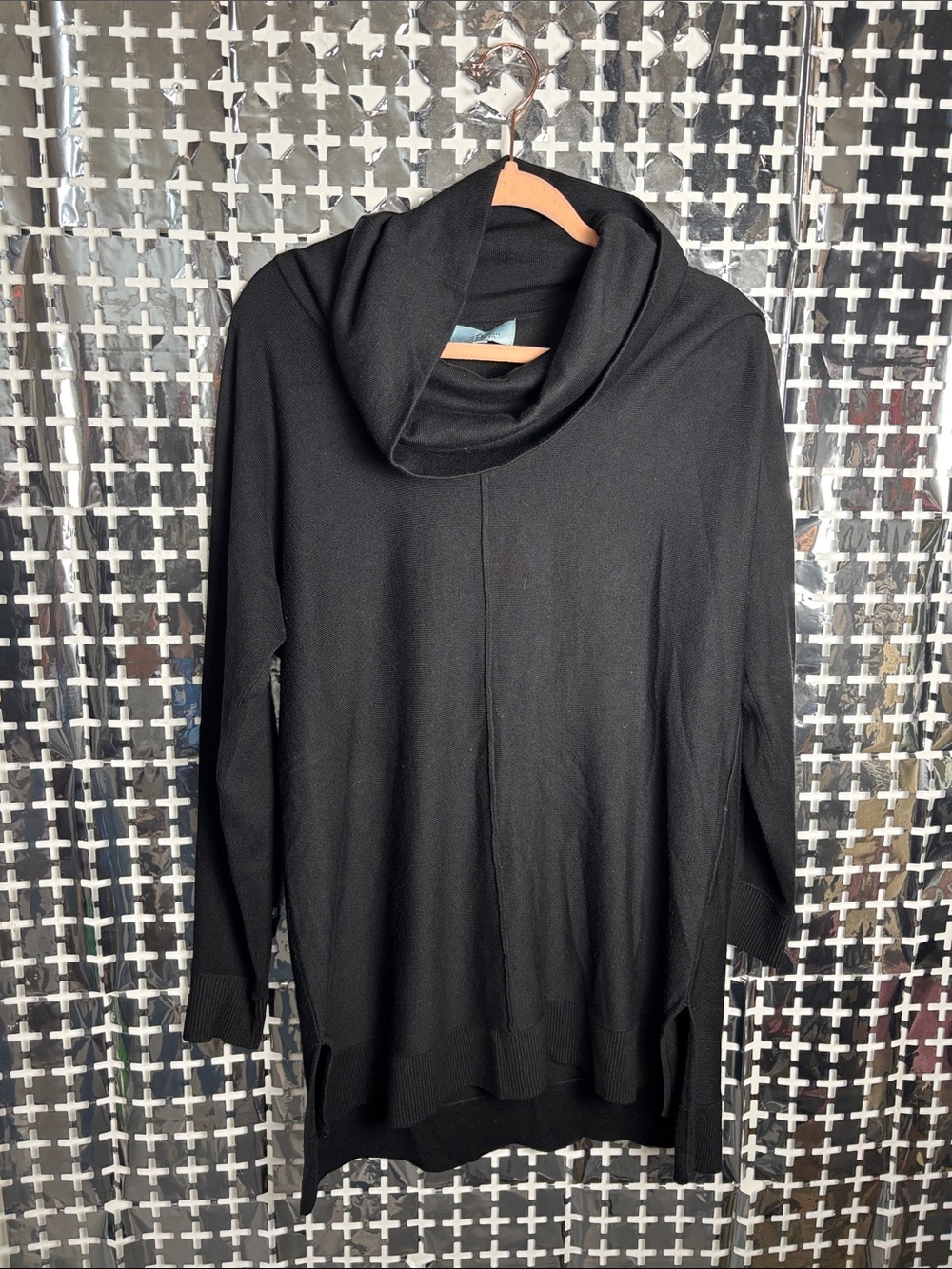 Joan Vass Black Cowl Neck Tunic